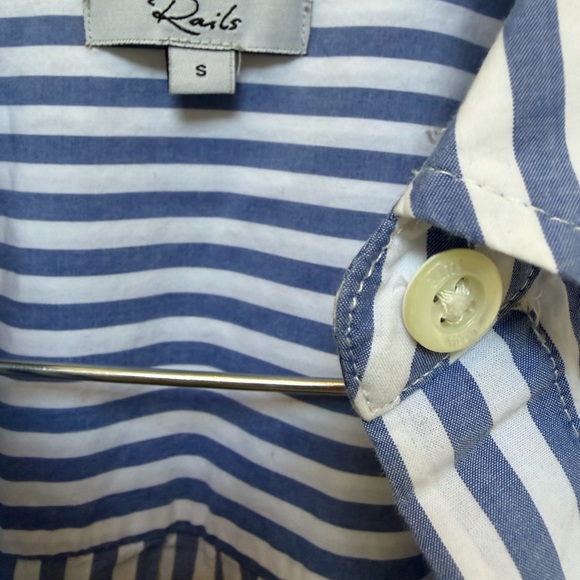 Rails Ramy Mariner Stripe Cropped Cotton Button Down S - Picture 10 of 11